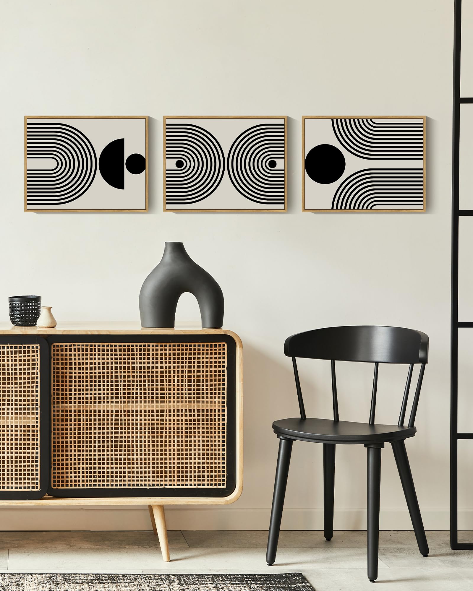 Amazon.co.jp: PHOPAGO ブラック抽象ウォールアート ジオメトリ ミニマ